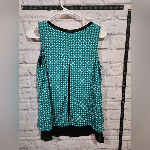 Worthington sleeveles teal and black blouse Size Medium - Picture 2 of 6